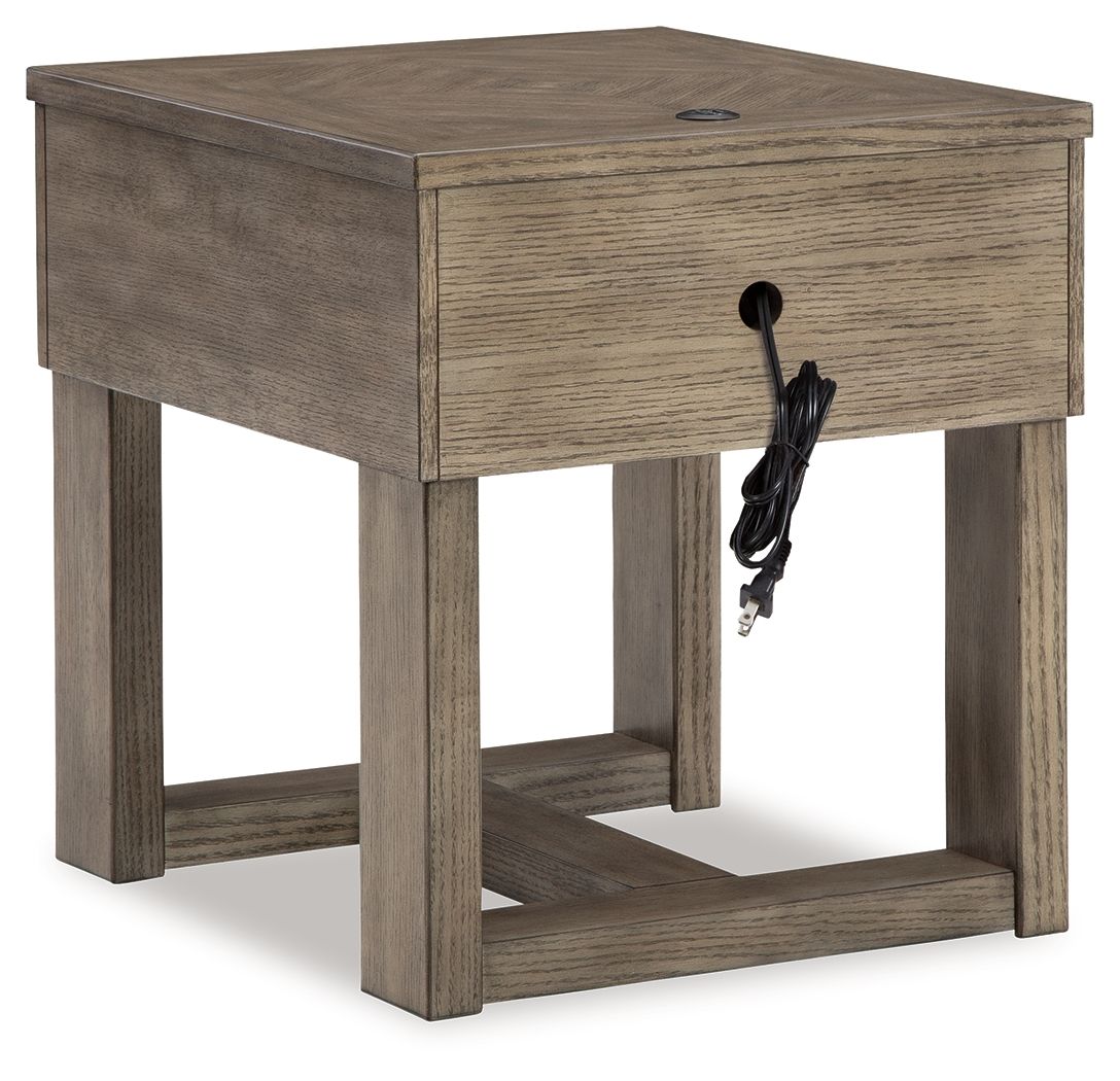 Loyaska - Grayish Brown - Rectangular End Table - Hornell Furniture Outlet