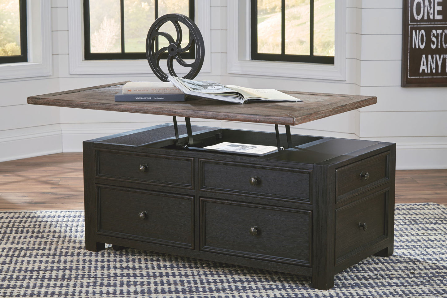 Tyler Creek - Grayish Brown / Black - Lift Top Cocktail Table - Hornell Furniture Outlet