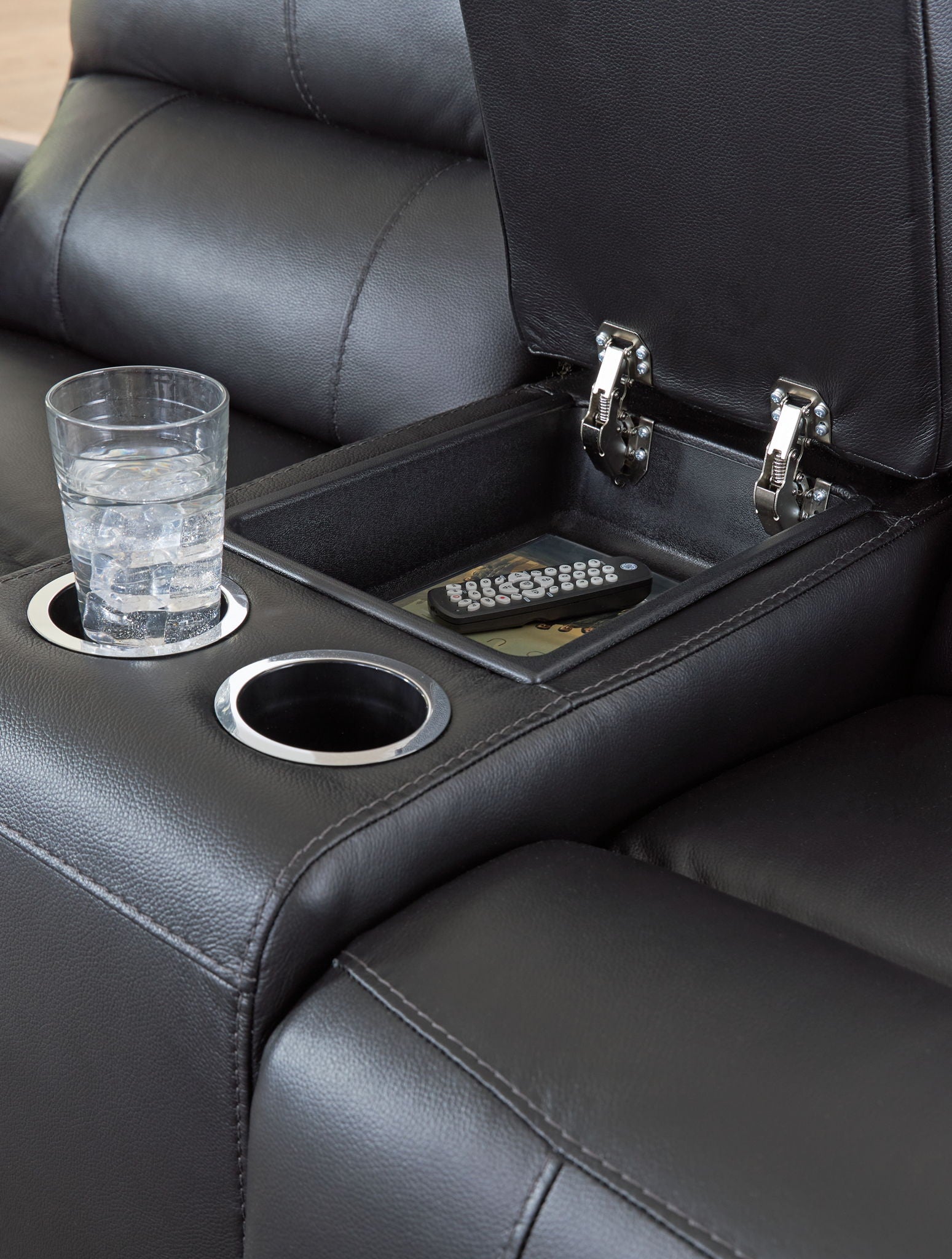 Glossmore - Black - Reclining Loveseat With Console - Hornell Furniture Outlet