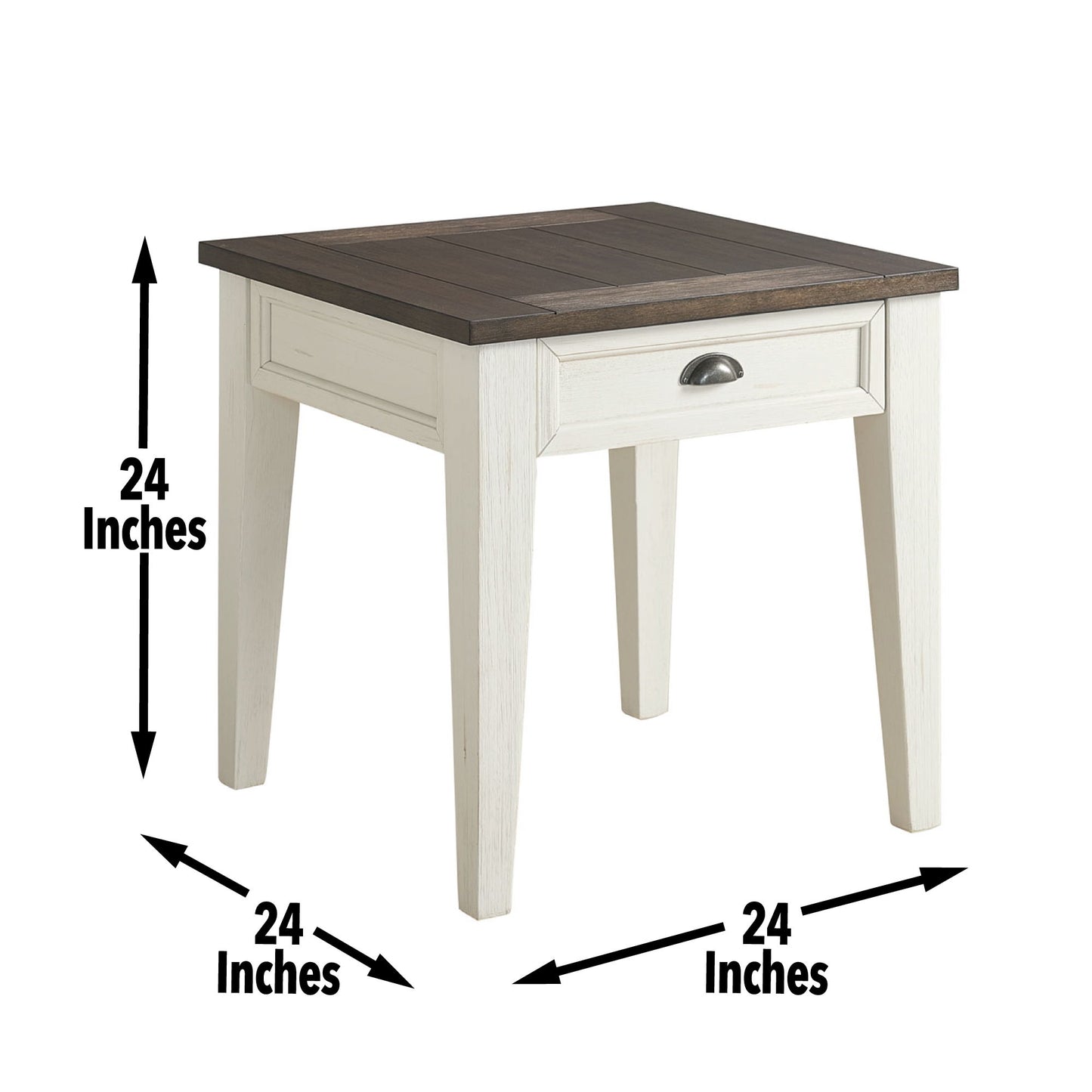 Cayla - End Table - Dark Oak / White - Hornell Furniture Outlet