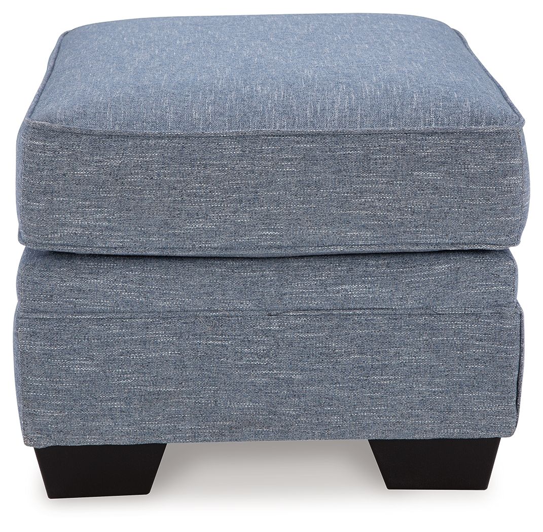 Carissa Manor - Denim - Ottoman - Hornell Furniture Outlet