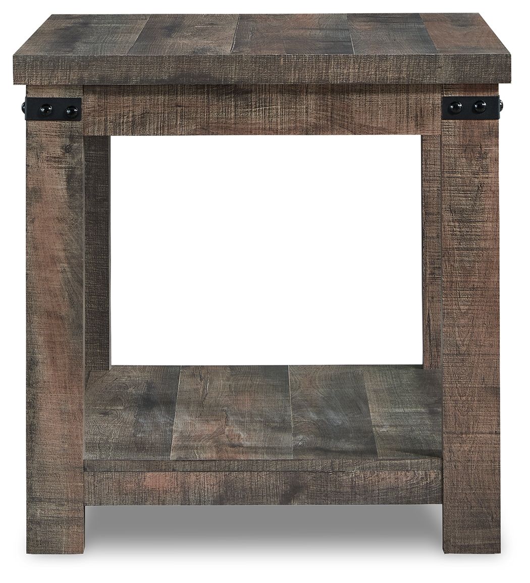 Hollum - Rustic Brown - Square End Table - Hornell Furniture Outlet