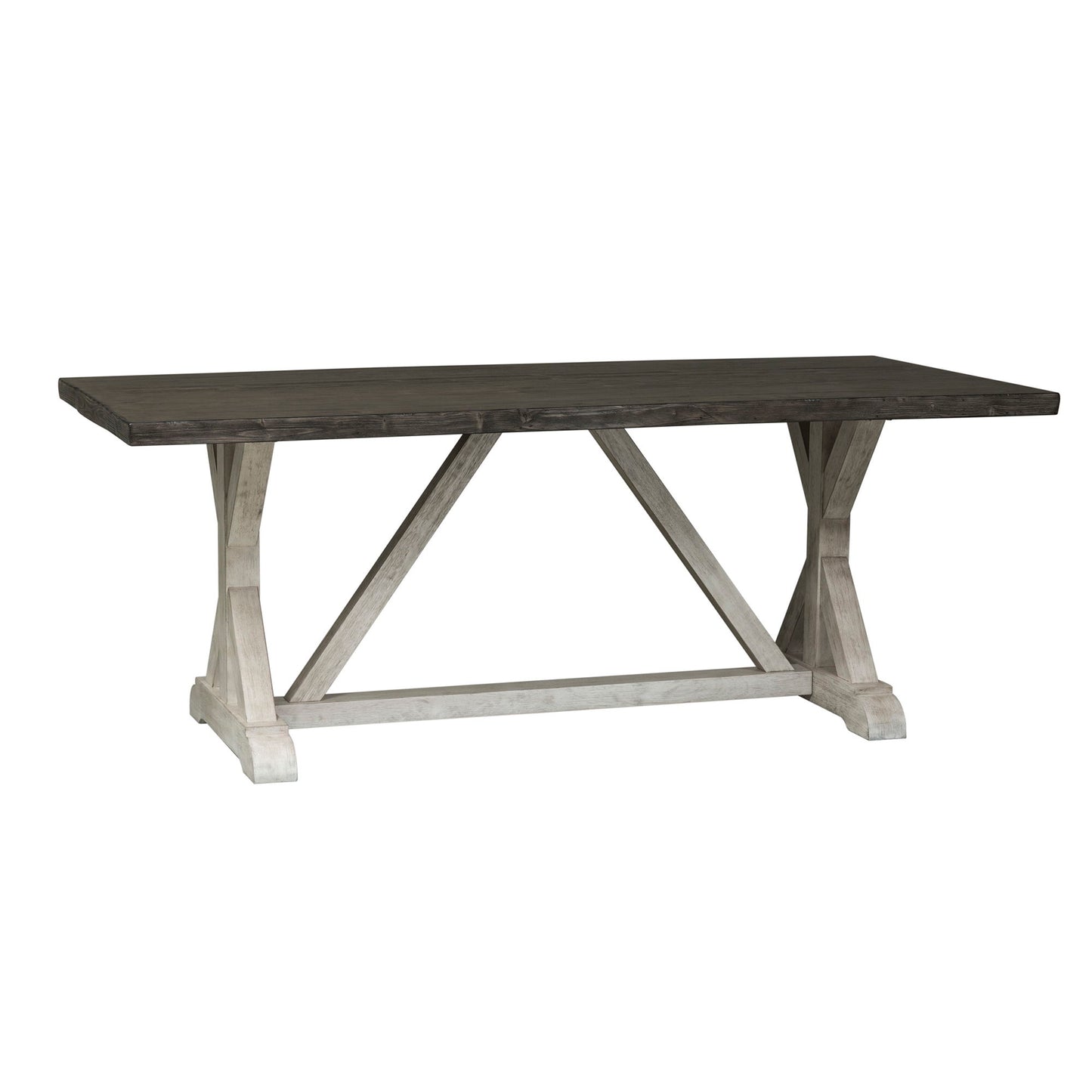 Willowrun - Trestle Table - Rustic White - Hornell Furniture Outlet