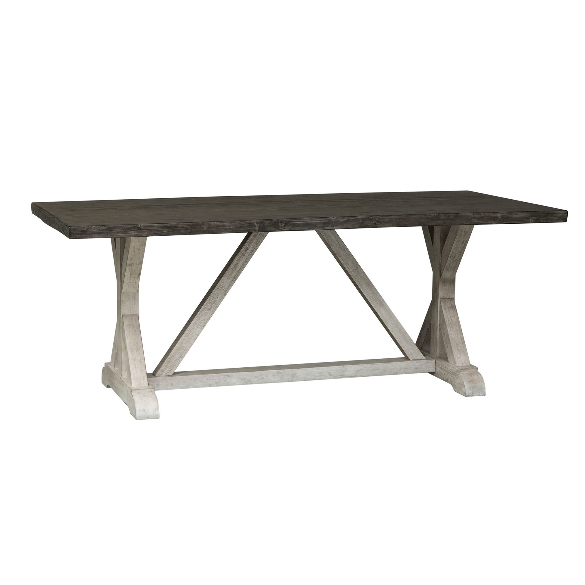 Willowrun - Trestle Table - Rustic White - Hornell Furniture Outlet