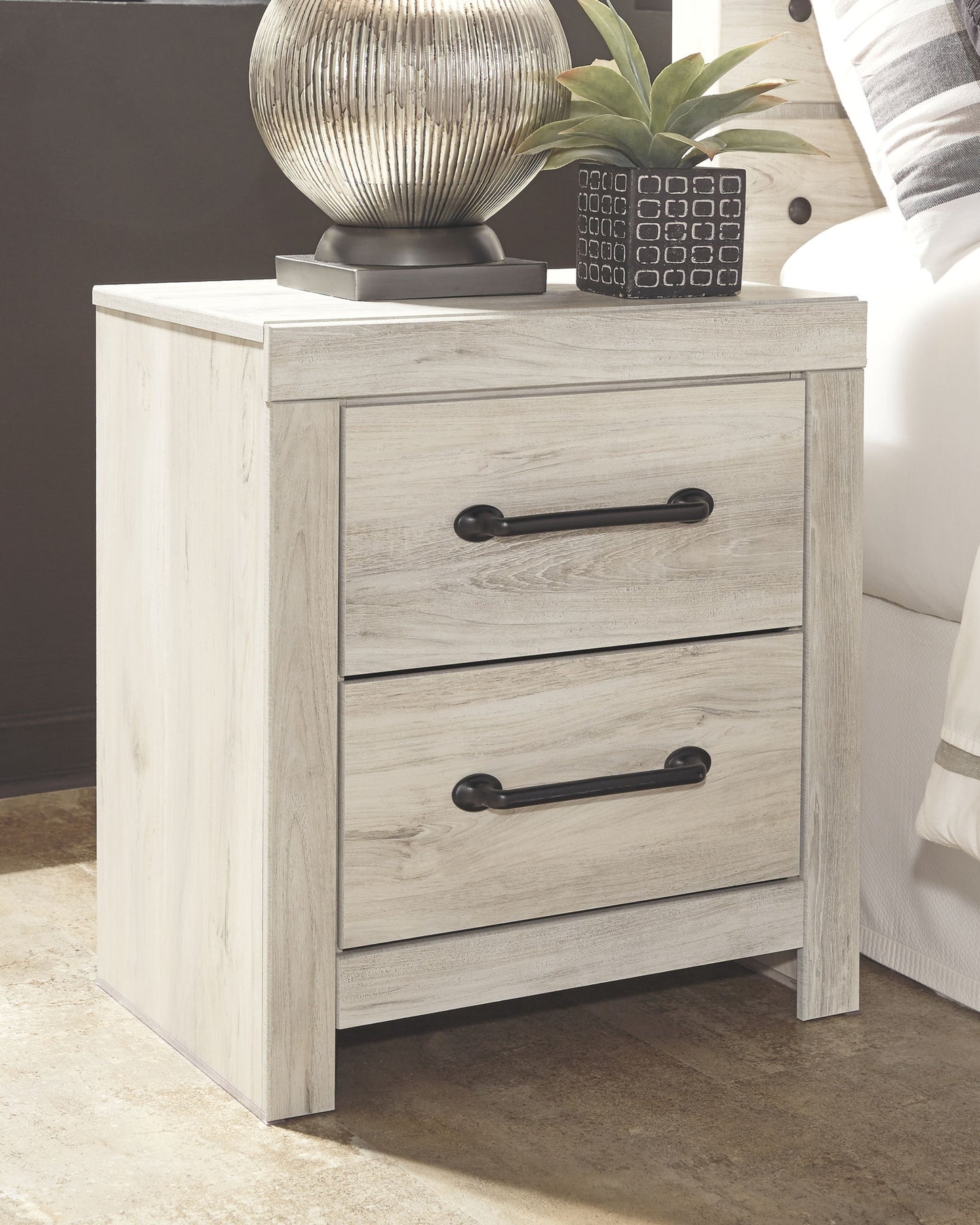 Cambeck - Whitewash - Two Drawer Night Stand - Hornell Furniture Outlet