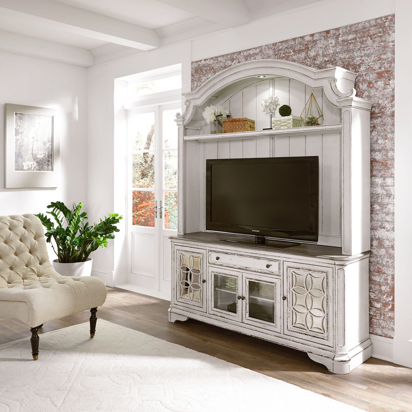 Magnolia Manor - Entertainment Center - White - Hornell Furniture Outlet
