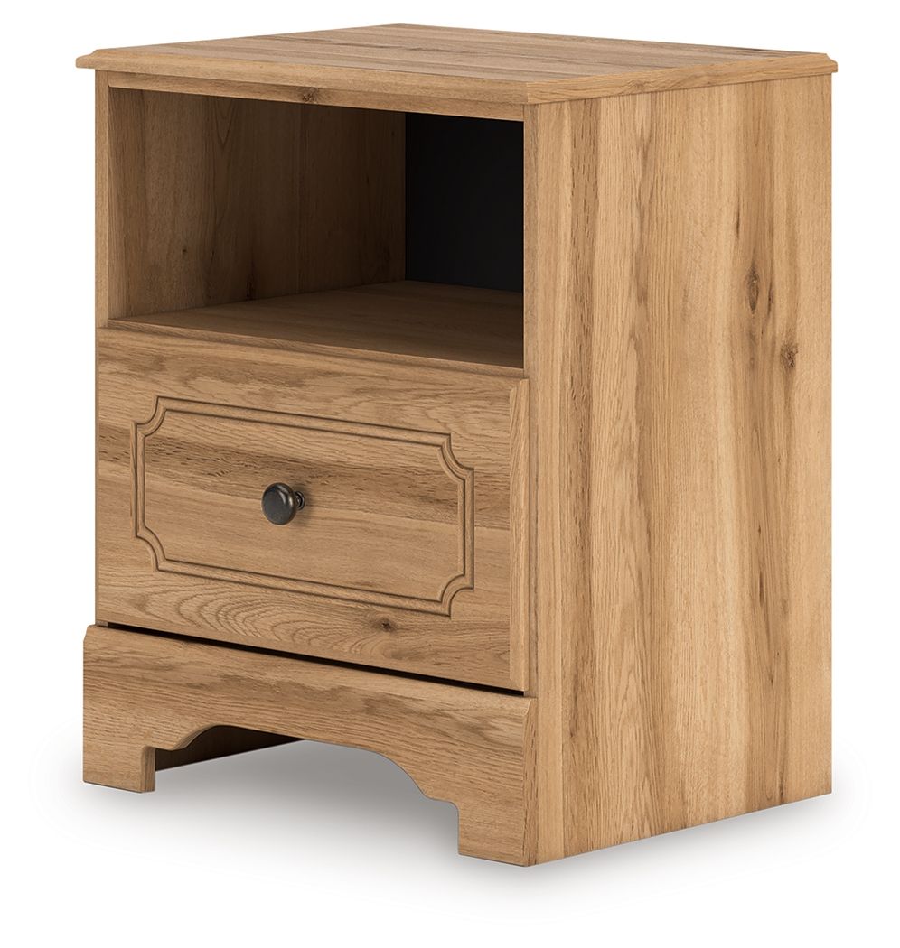 Aleaport - Warm Brown - One Drawer Night Stand - Hornell Furniture Outlet