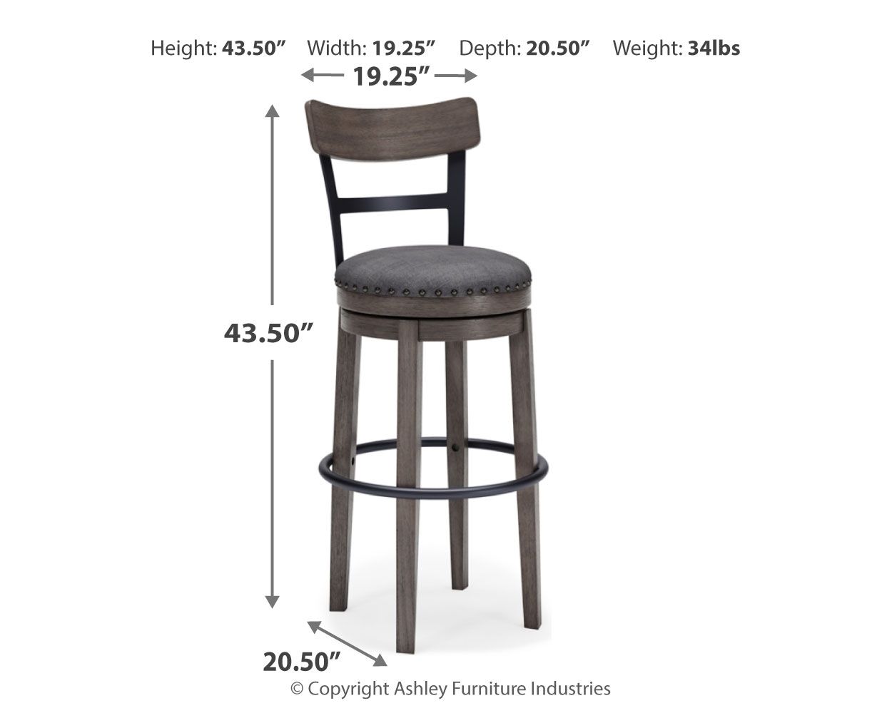 Caitbrook - Gray - Tall UPH Swivel Barstool - Hornell Furniture Outlet