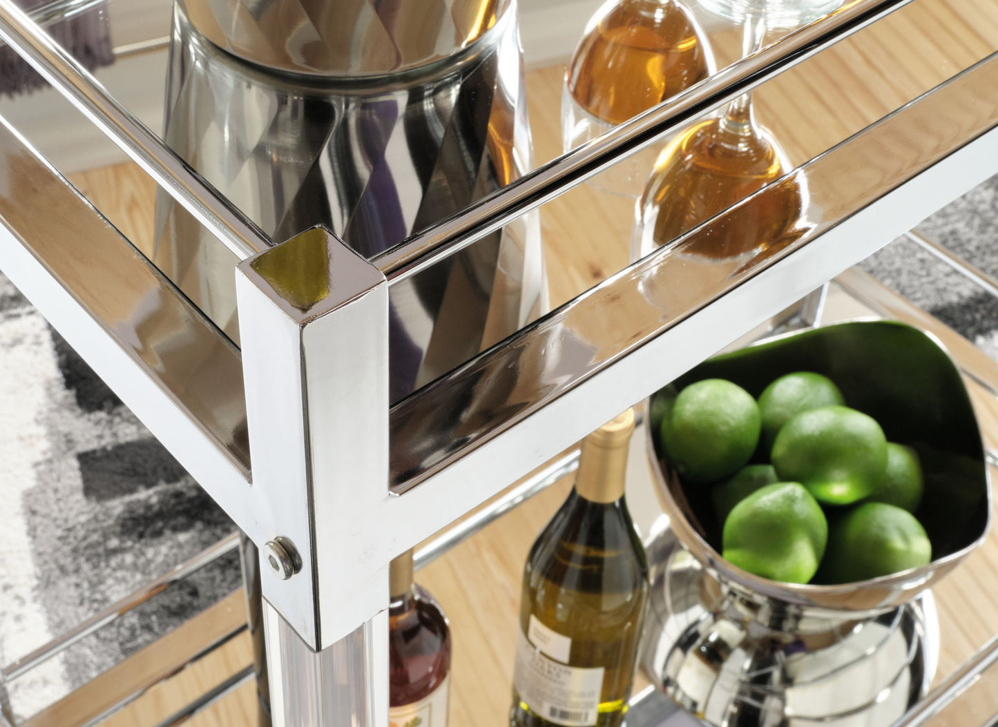 Chaseton - Clear / Silver Finish - Bar Cart - Hornell Furniture Outlet