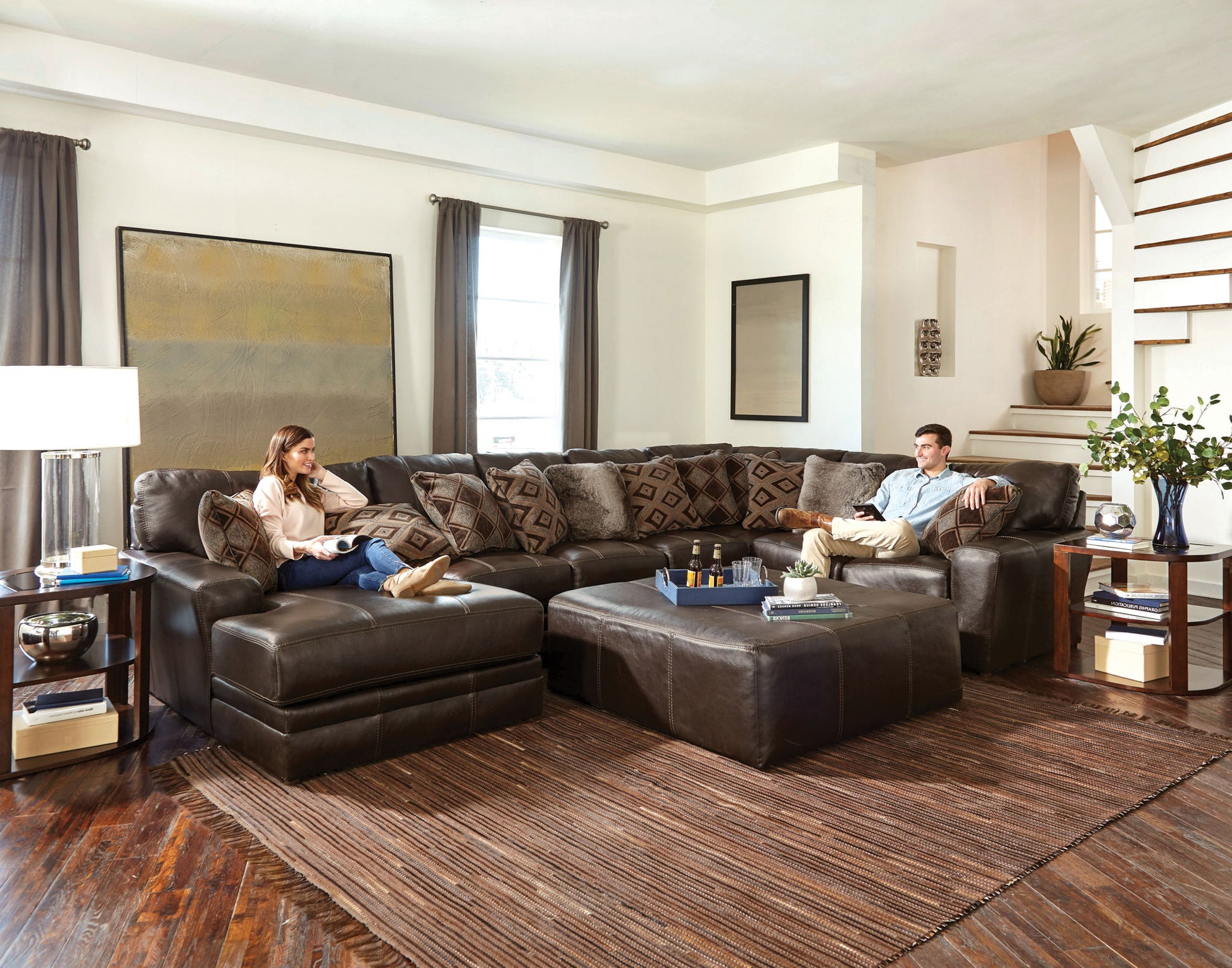 Denali - Italian Leather Match Sectional - Hornell Furniture Outlet