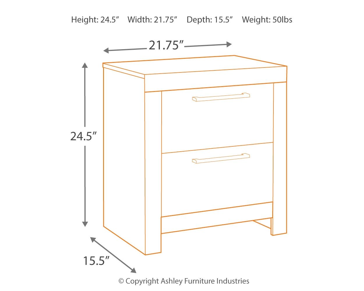 Derekson - Multi Gray - Two Drawer Night Stand - Hornell Furniture Outlet