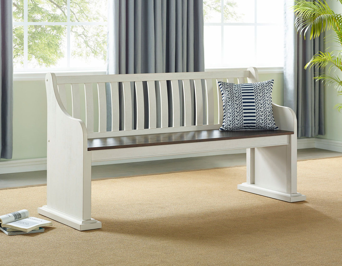 Joanna - Bench With Back - White - Hornell Furniture Outlet