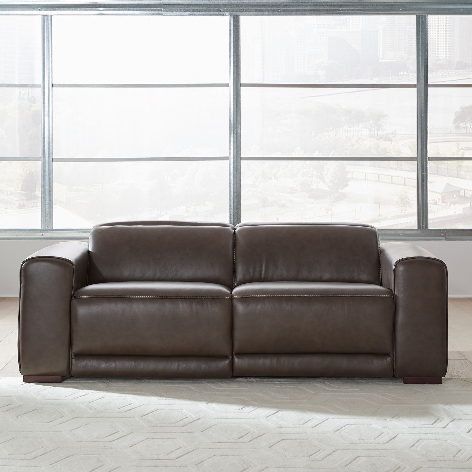 Deacon - 2 Piece Sofa - Boston Charcoal Leather - Hornell Furniture Outlet