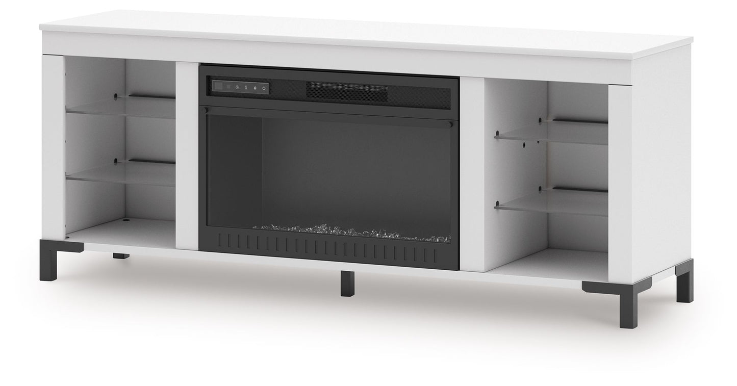 Brollevi - White - TV Stand With Fireplace - Hornell Furniture Outlet