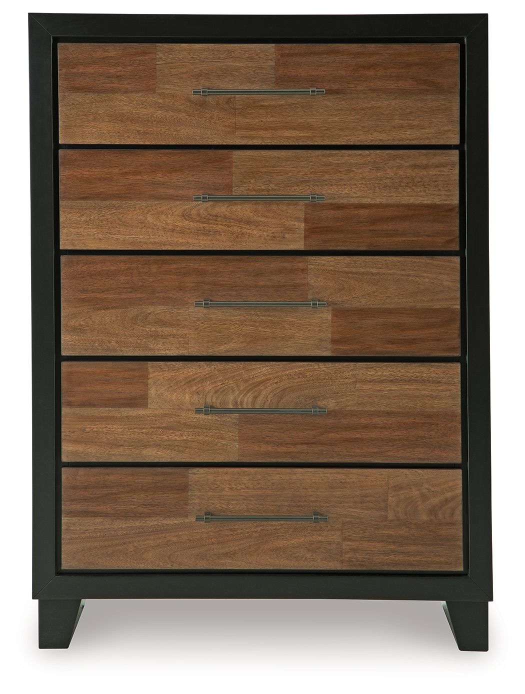 Kraeburn - Brown / Black - Five Drawer Chest - Hornell Furniture Outlet