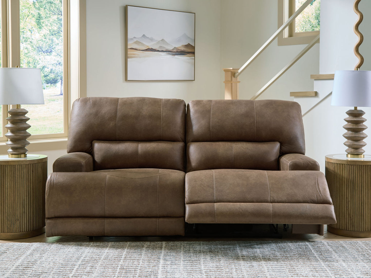 Beckley Place - Earth - 2 Seat Power Reclining Sofa With Adjustable Headrest - Hornell Furniture Outlet