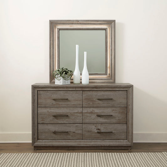 Horizons - Dresser & Mirror - Gray - Hornell Furniture Outlet