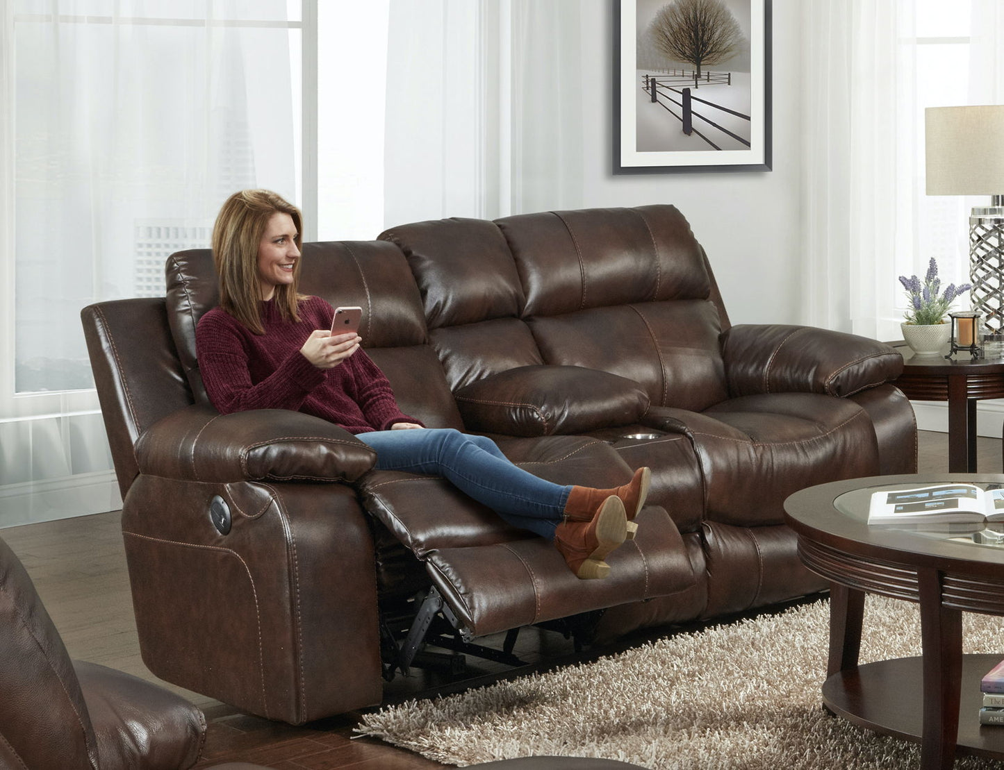 Positano - Reclining Console Loveseat - Hornell Furniture Outlet