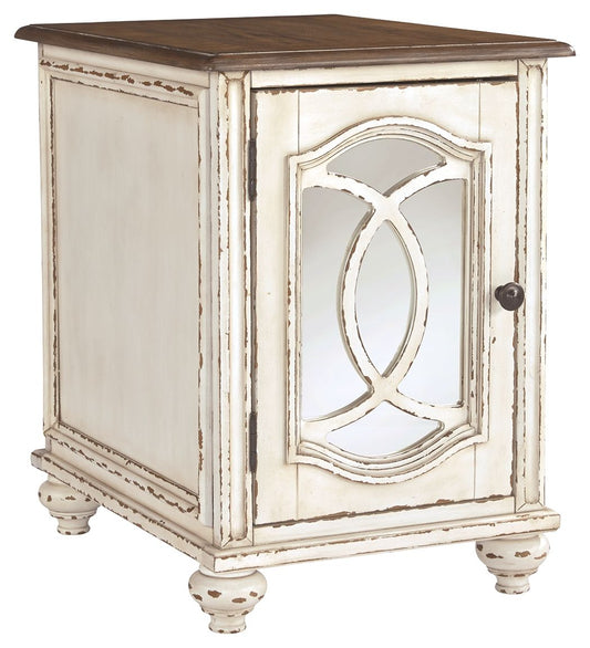 Realyn - White / Brown - Chair Side End Table - Insert Mirror - Hornell Furniture Outlet