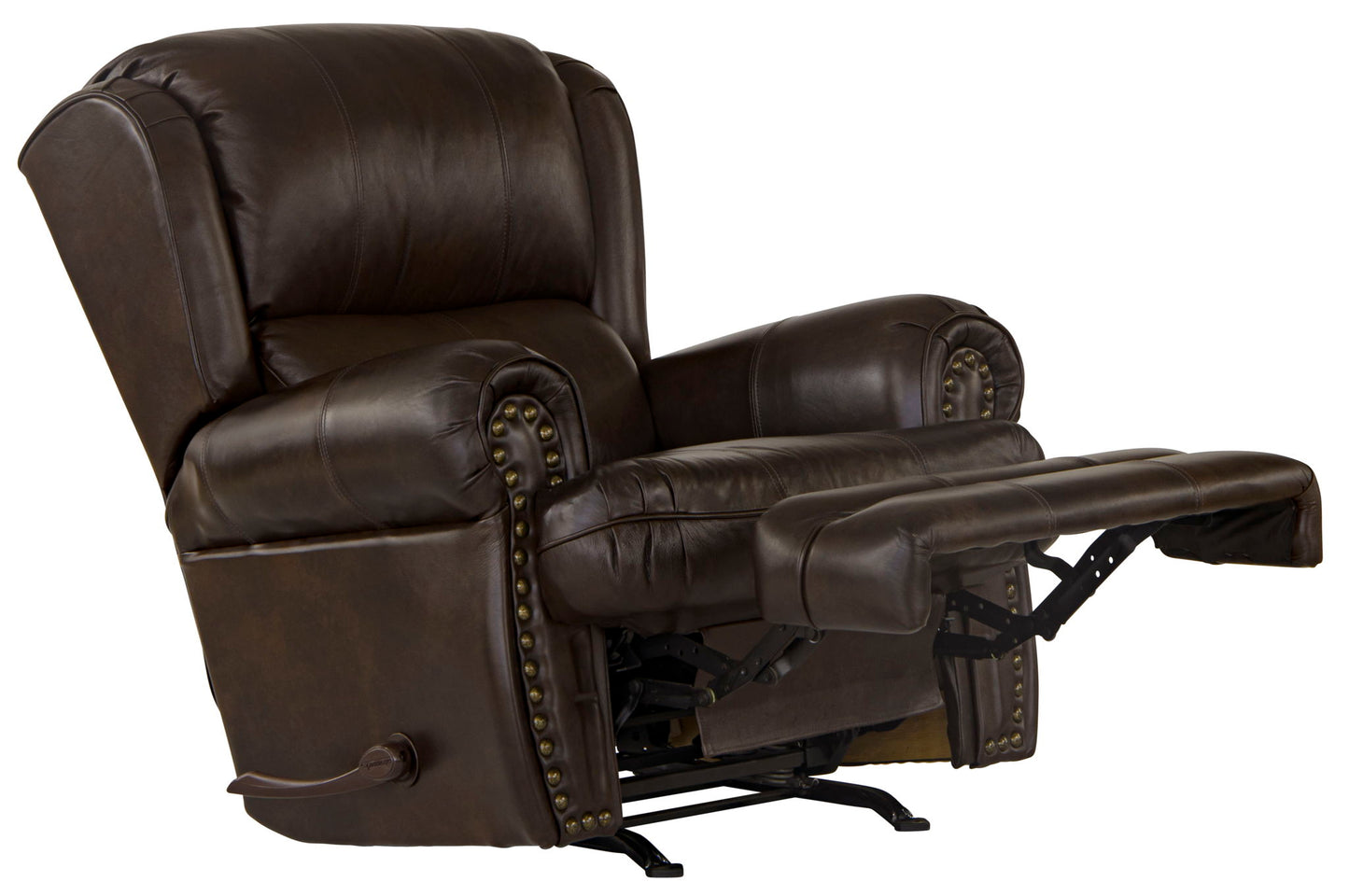Roberto - Leather Rocker Recliner - Cocoa - Hornell Furniture Outlet