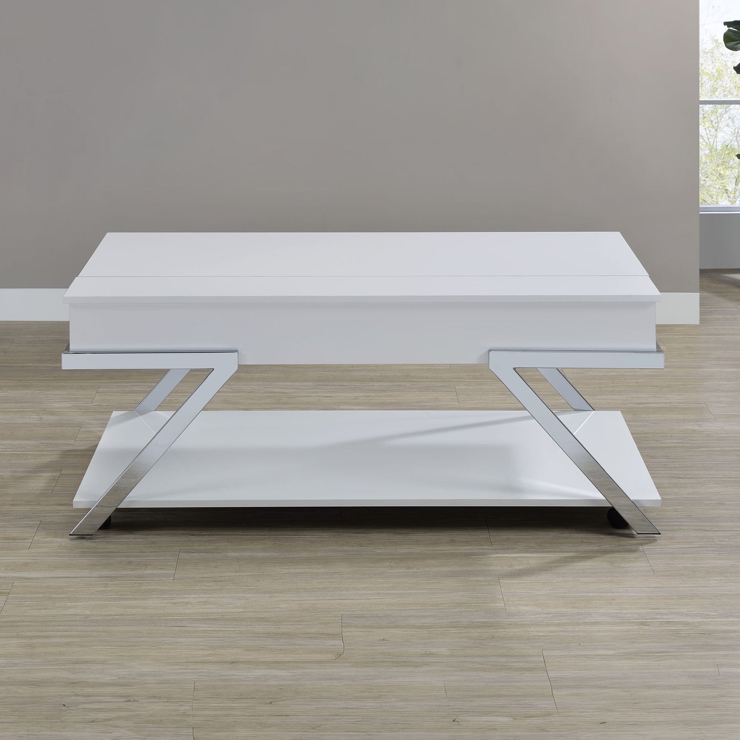Zena - Lift - Top Cocktail Table With Casters - White - Hornell Furniture Outlet