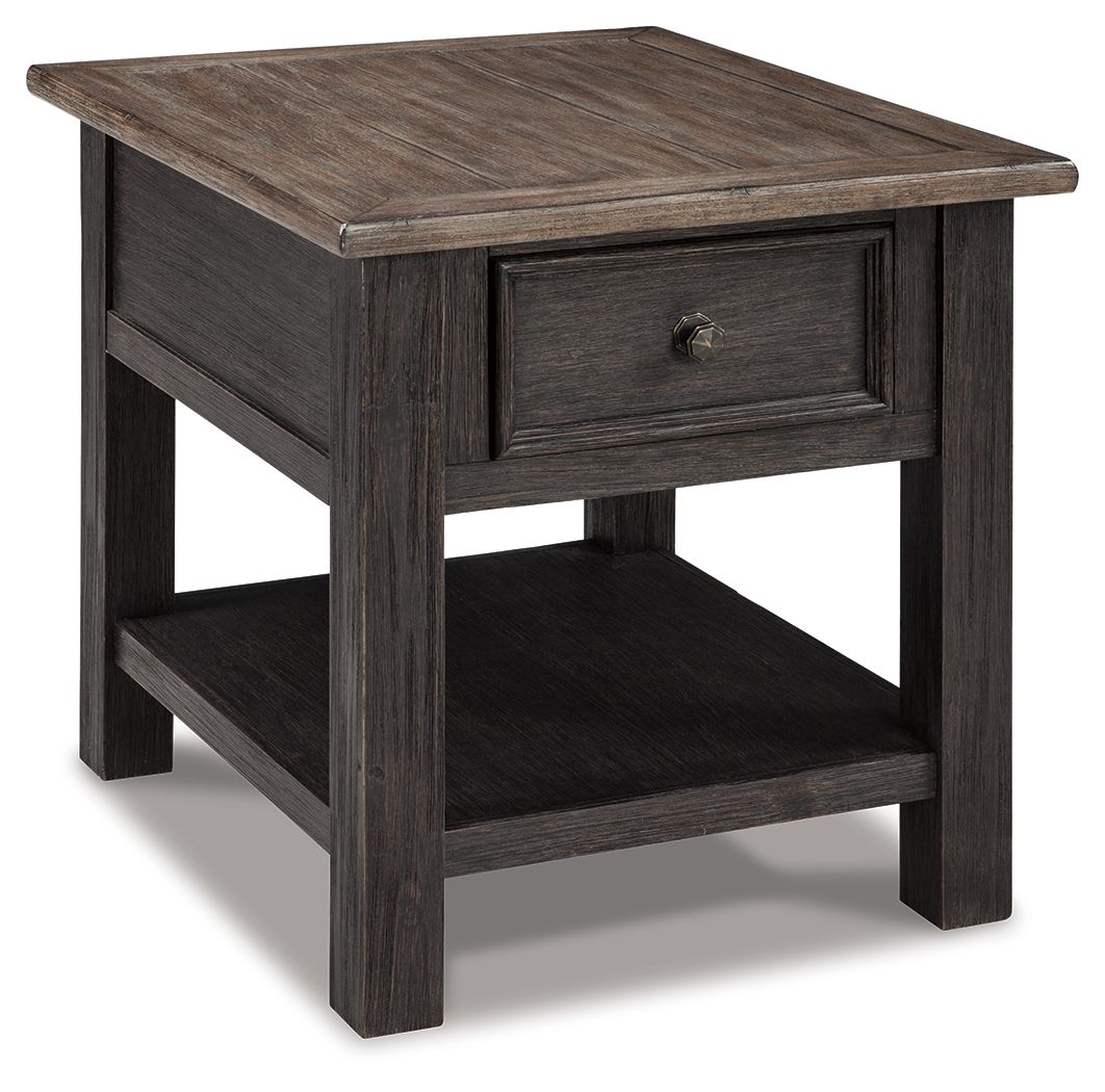 Tyler Creek - Grayish Brown / Black - Rectangular End Table - Hornell Furniture Outlet