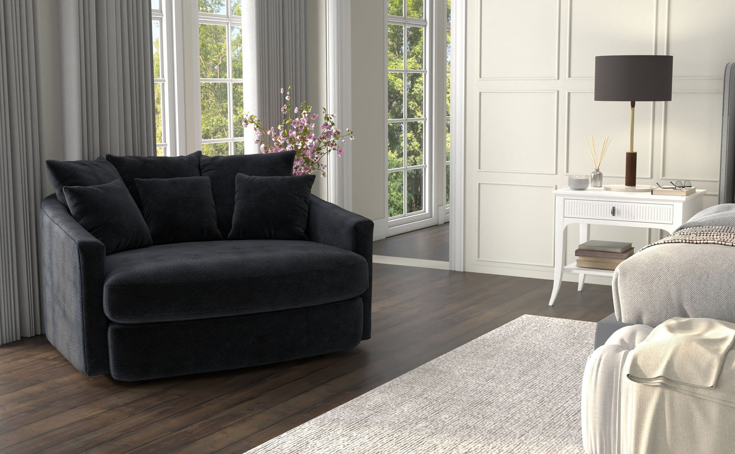 Matty - Round Accent Cuddle Chaise - Hornell Furniture Outlet