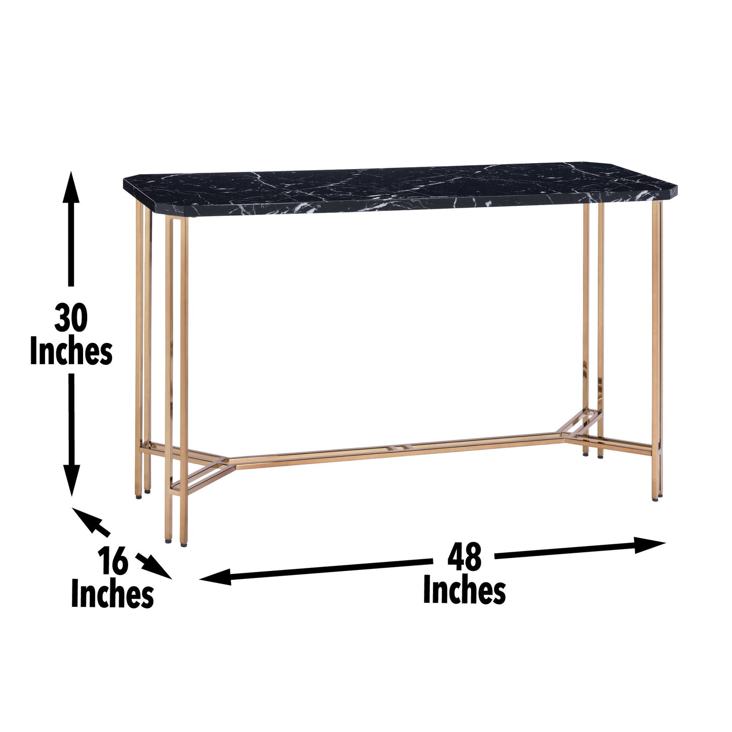 Daxton - Faux Marble Top Sofa Table - Black - Hornell Furniture Outlet