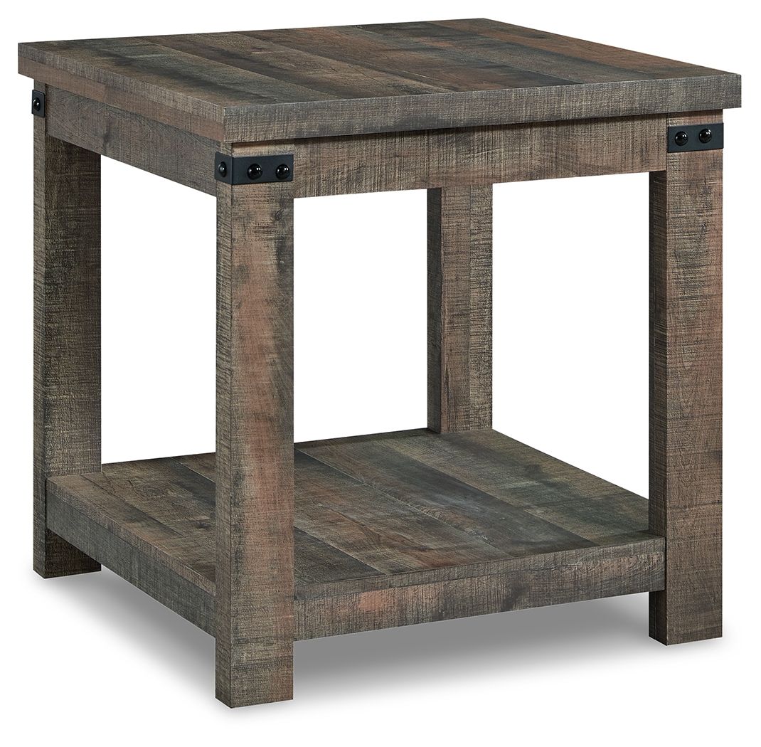 Hollum - Rustic Brown - Square End Table - Hornell Furniture Outlet