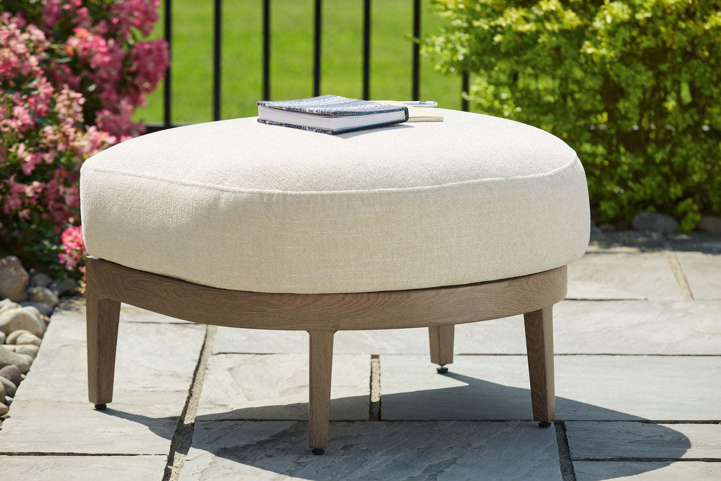 Serene Bay - Dark Brown / White - Ottoman With Cushion - Hornell Furniture Outlet