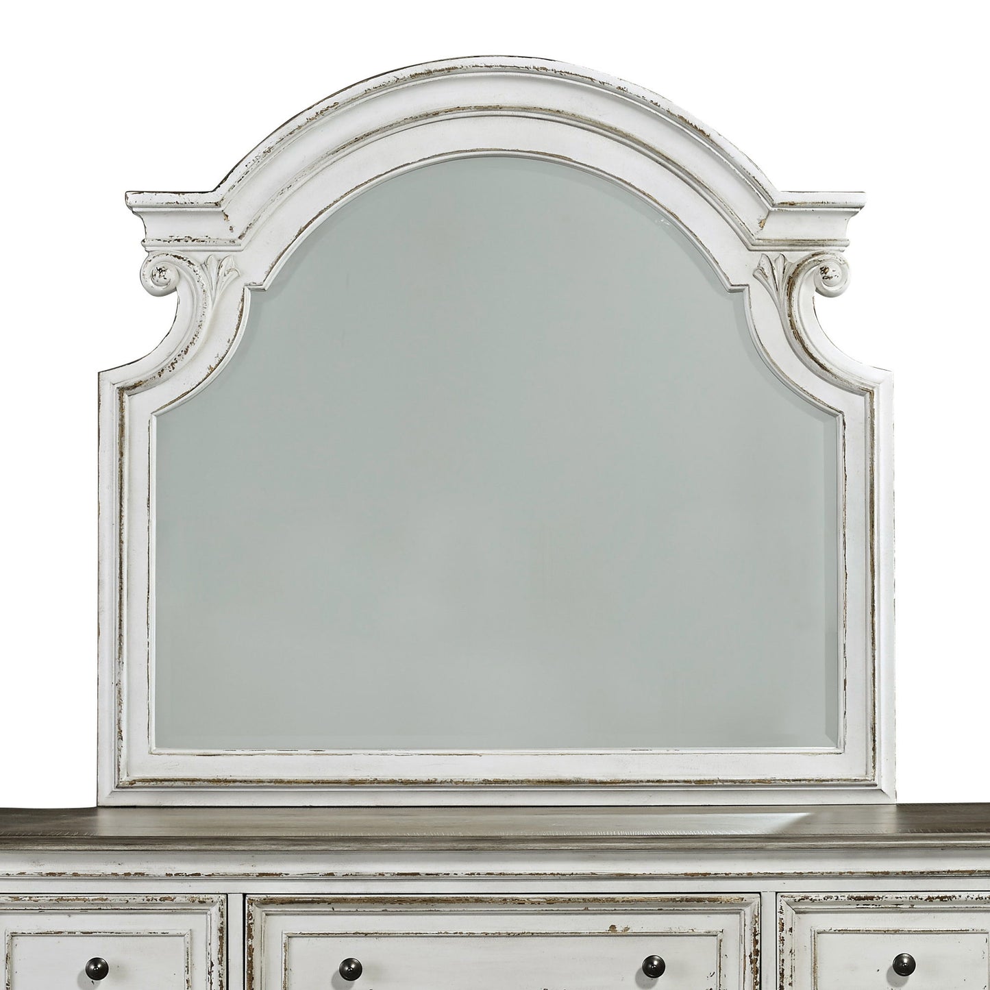 Magnolia Manor - Dresser & Arched Mirror - White - Hornell Furniture Outlet