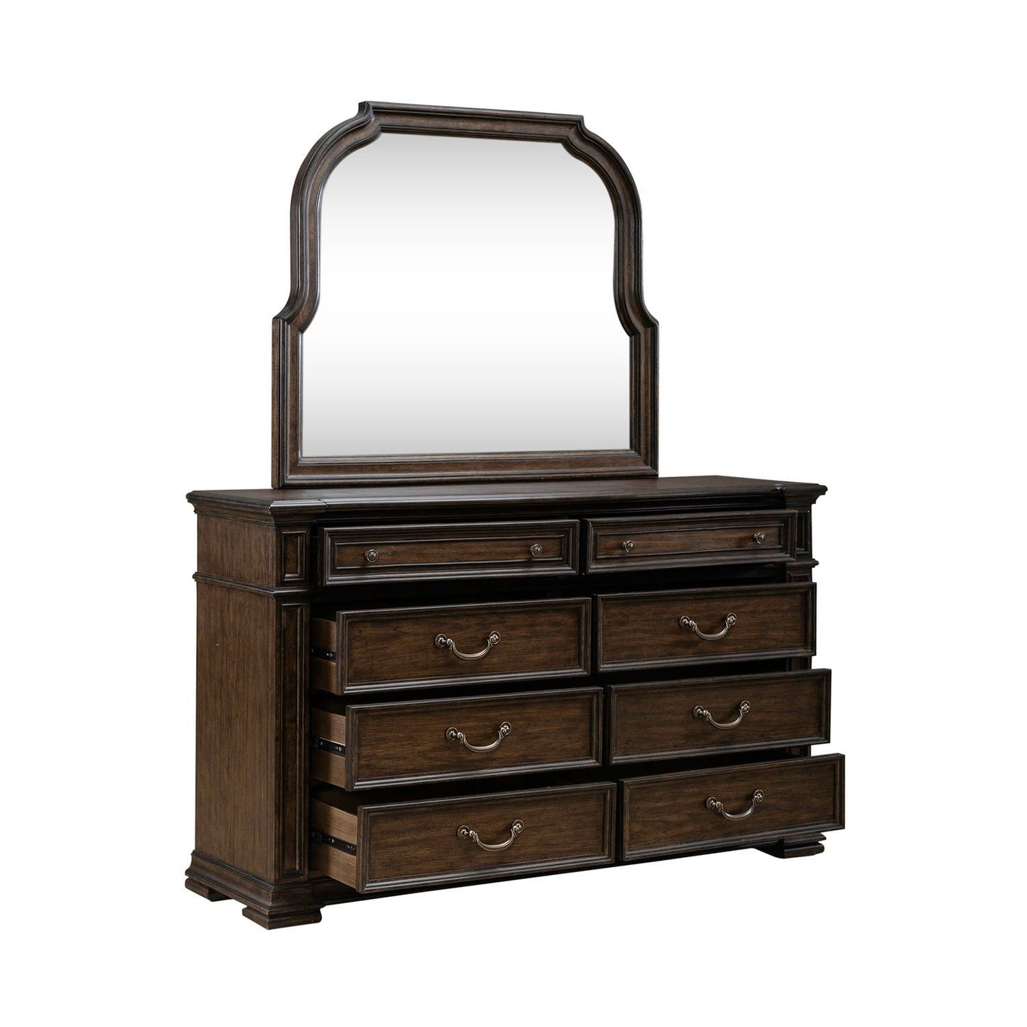 Provence Park - Dresser & Mirror - Brown - Hornell Furniture Outlet