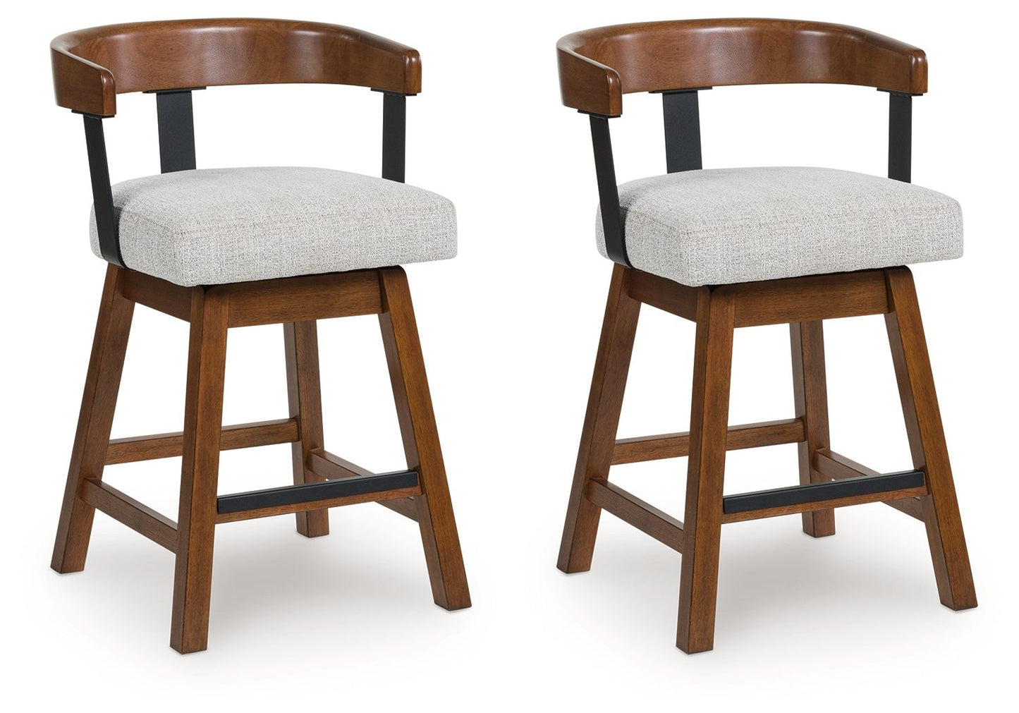 Ralene - Medium Brown - Upholstered Swivel Barstool (Set of 2) - Hornell Furniture Outlet