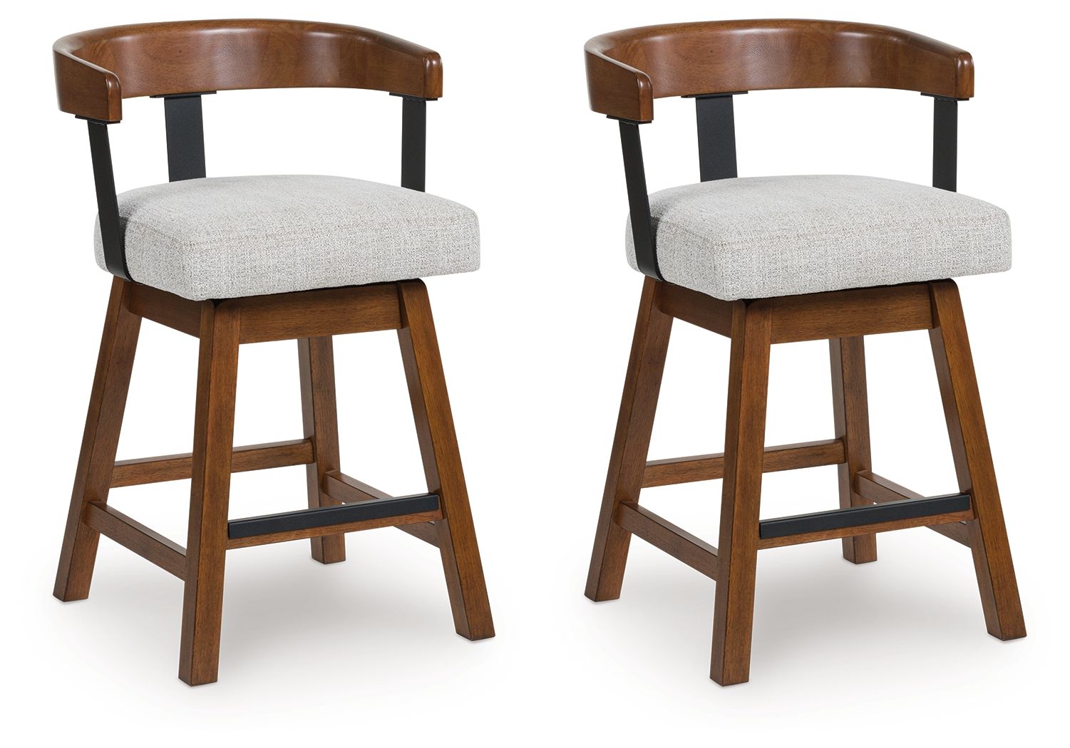 Ralene - Medium Brown - Upholstered Swivel Barstool (Set of 2) - Hornell Furniture Outlet