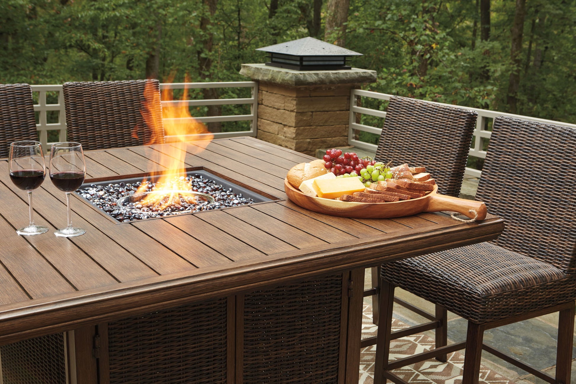 Paradise Trail - Outdoor Fire Pit Table Set - Hornell Furniture Outlet