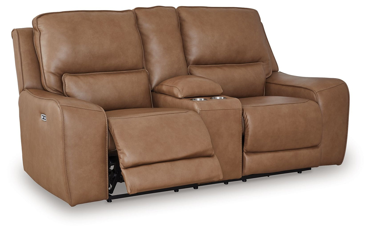 DeepWakes - Caramel - Power Reclining Loveseat / Console / Adjustable Headrest - Hornell Furniture Outlet