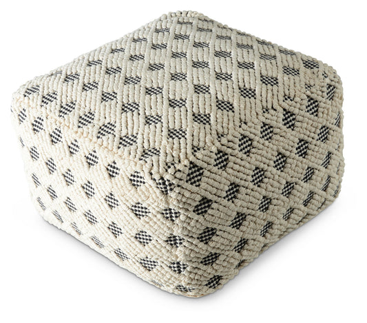 Kodi - Square Pouf - Pearl Silver - Hornell Furniture Outlet