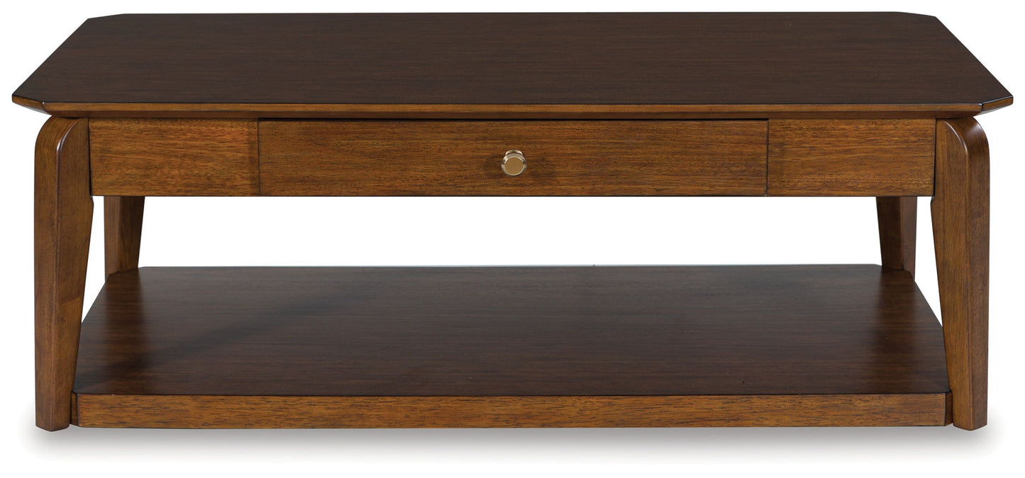 Trenmour - Medium Brown - Rectangular Cocktail Table - Hornell Furniture Outlet