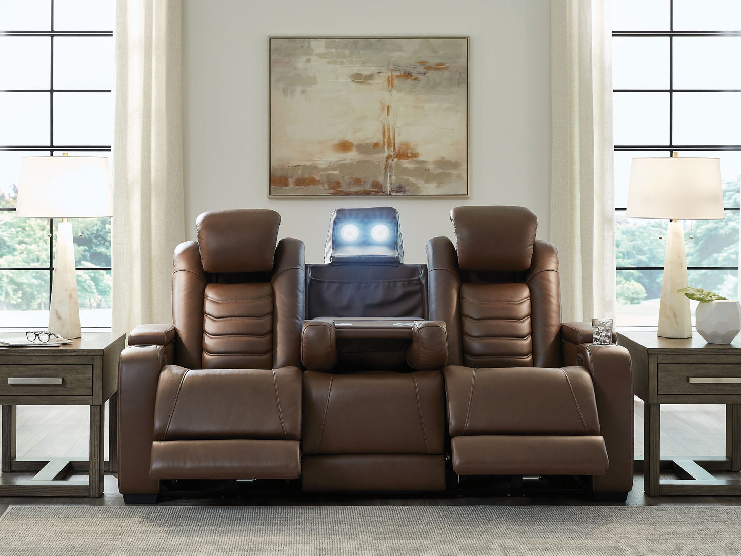High Impact - Tobacco - Power Reclining Sofa / Adj Headrest - Hornell Furniture Outlet