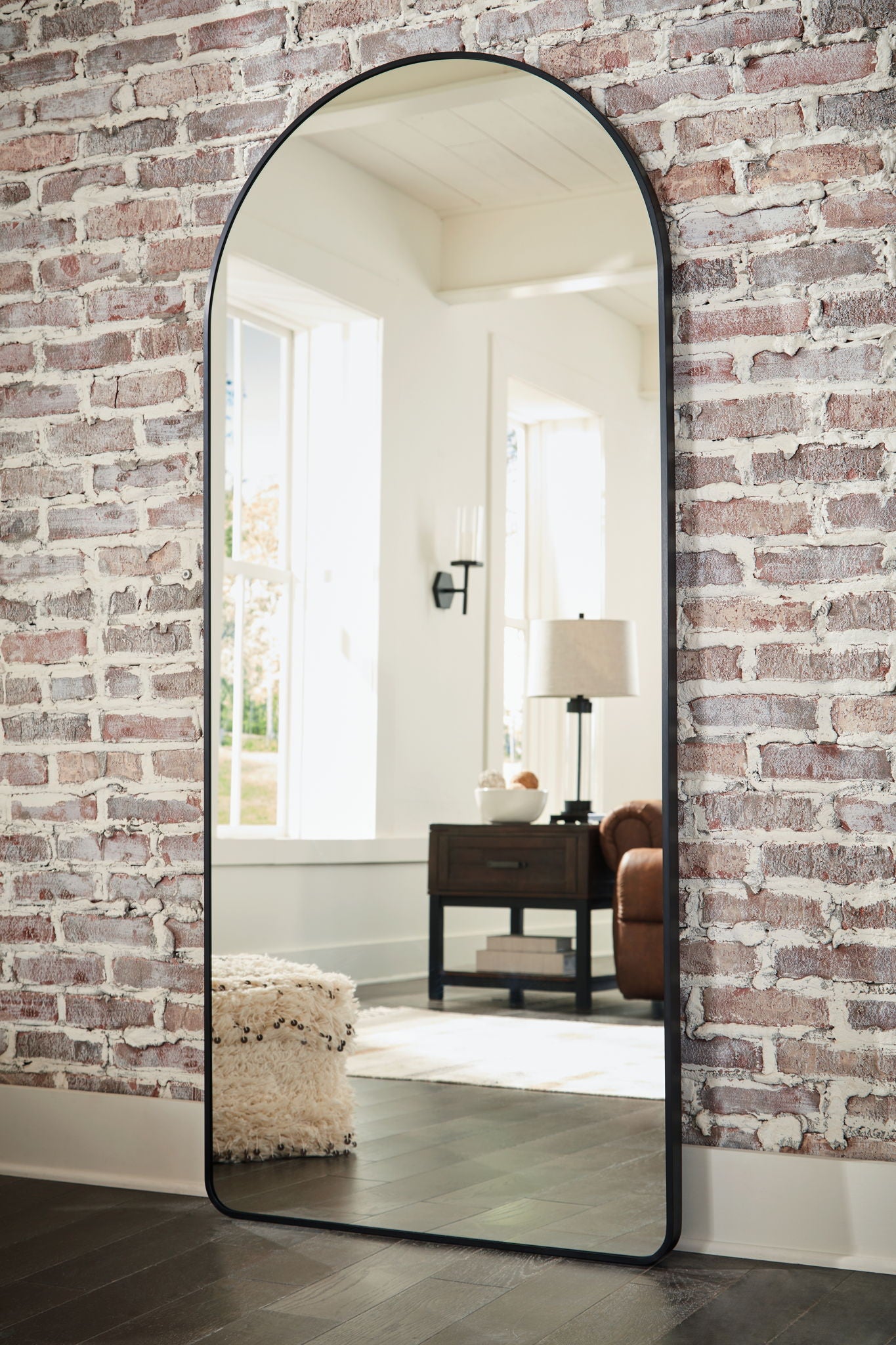 Sethall - Black - Floor Mirror - Hornell Furniture Outlet