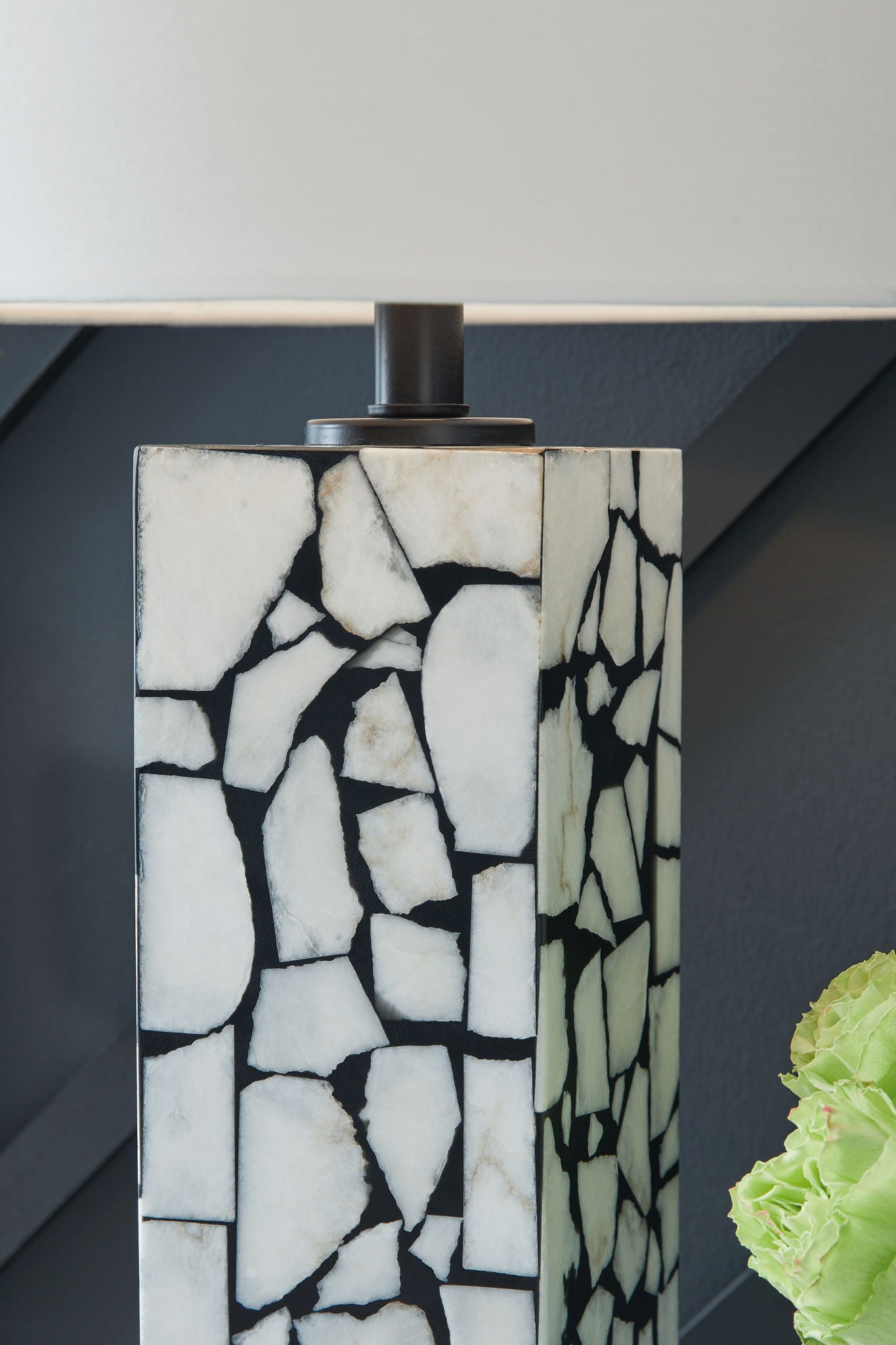 Macaria - White / Black - Marble Table Lamp - Hornell Furniture Outlet