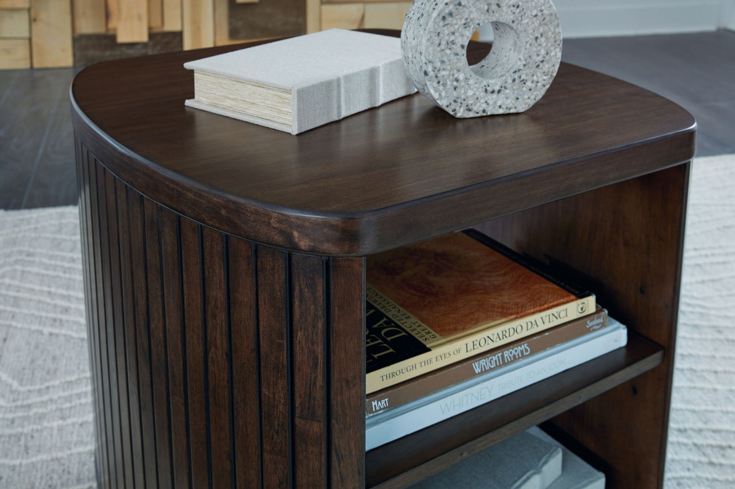 Korestone - Dark Brown - Square End Table - Hornell Furniture Outlet