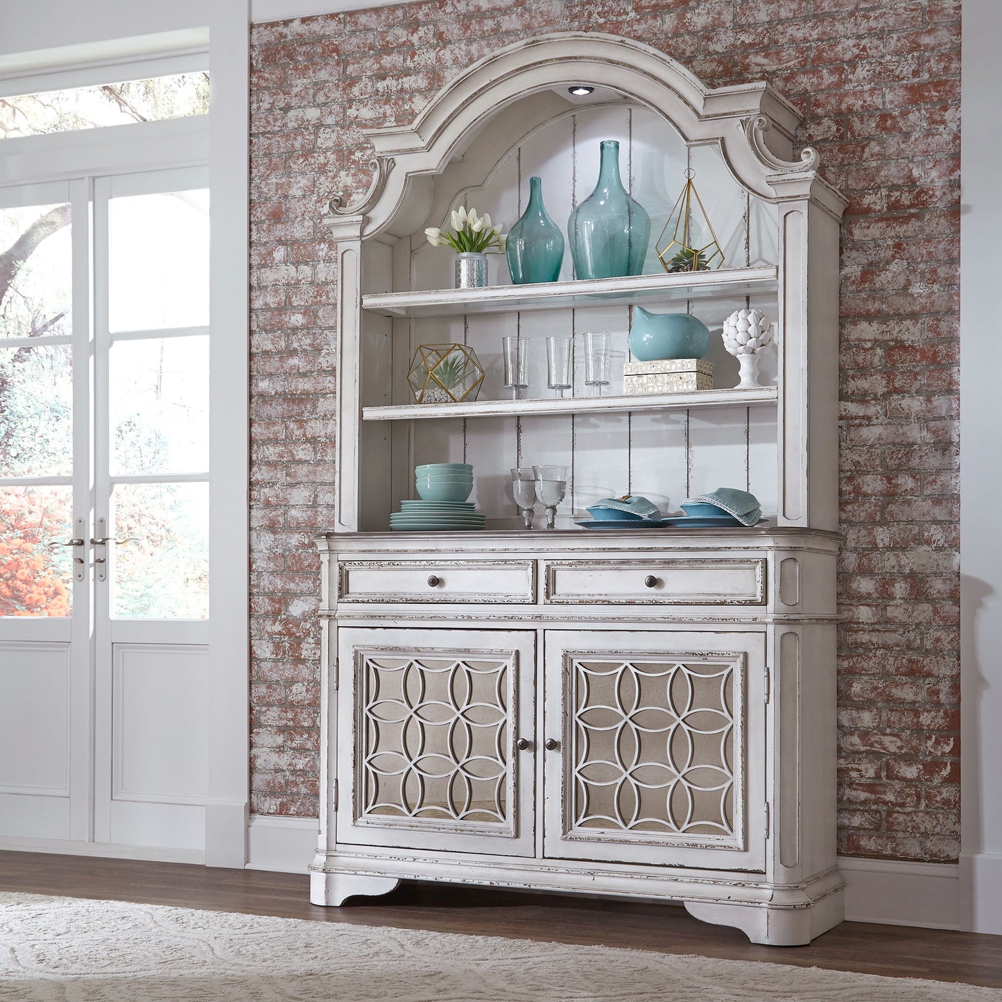 Magnolia Manor - Hutch & Buffet - White - Hornell Furniture Outlet