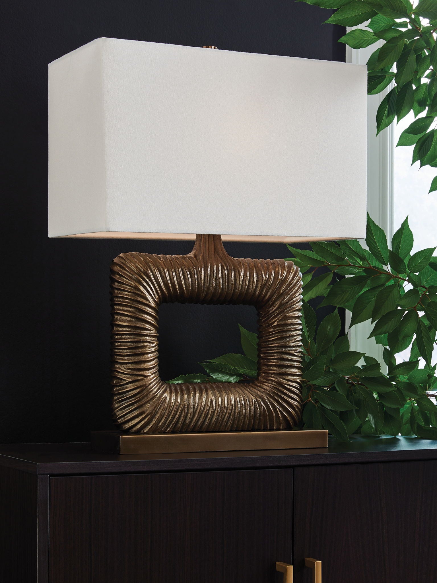 Garronby - Antique Brass Finish - Metal Table Lamp - Hornell Furniture Outlet