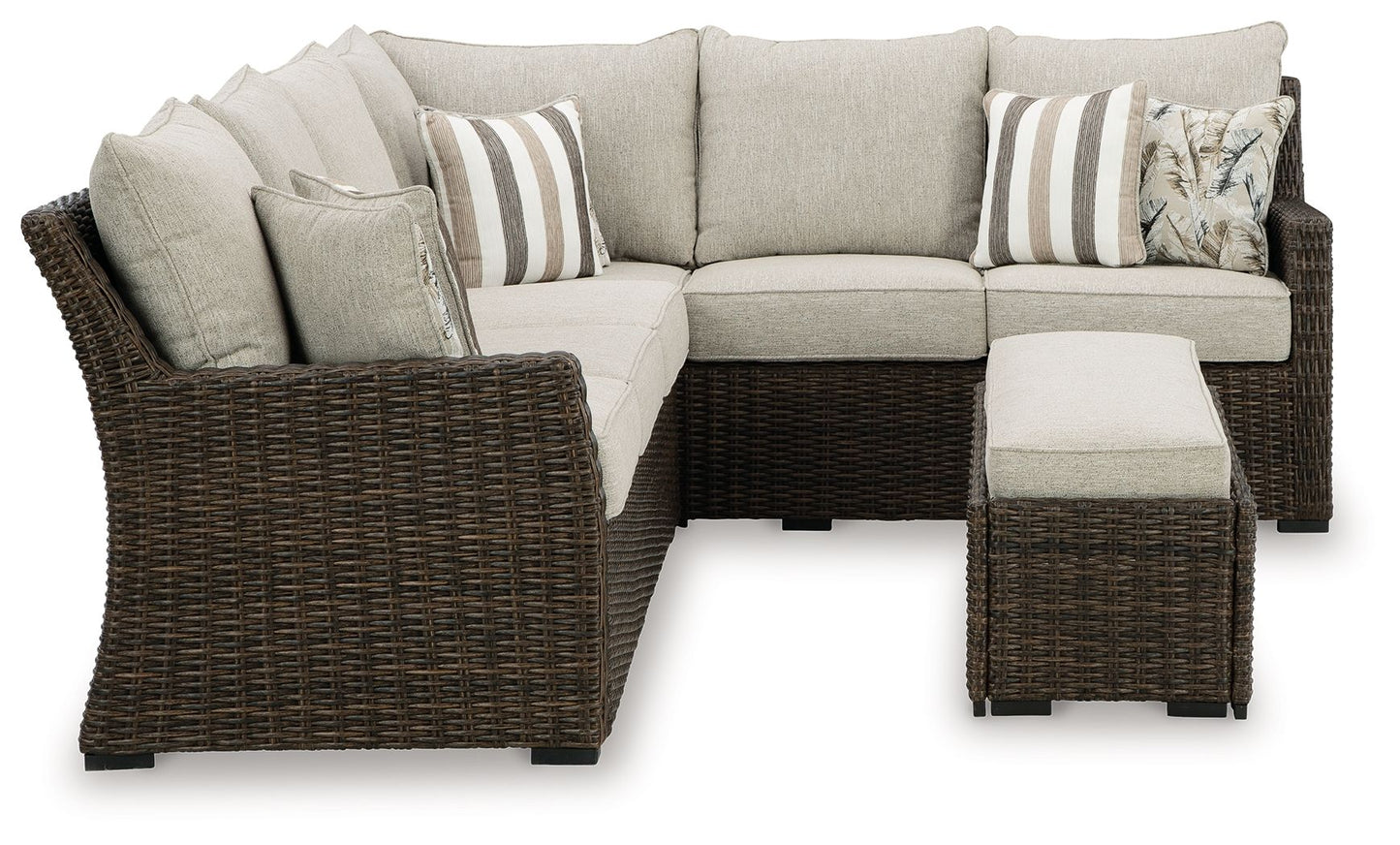 Brook Ranch - Brown - Sofa Sectional, Bench With Cushion (Set of 3) - Hornell Furniture Outlet
