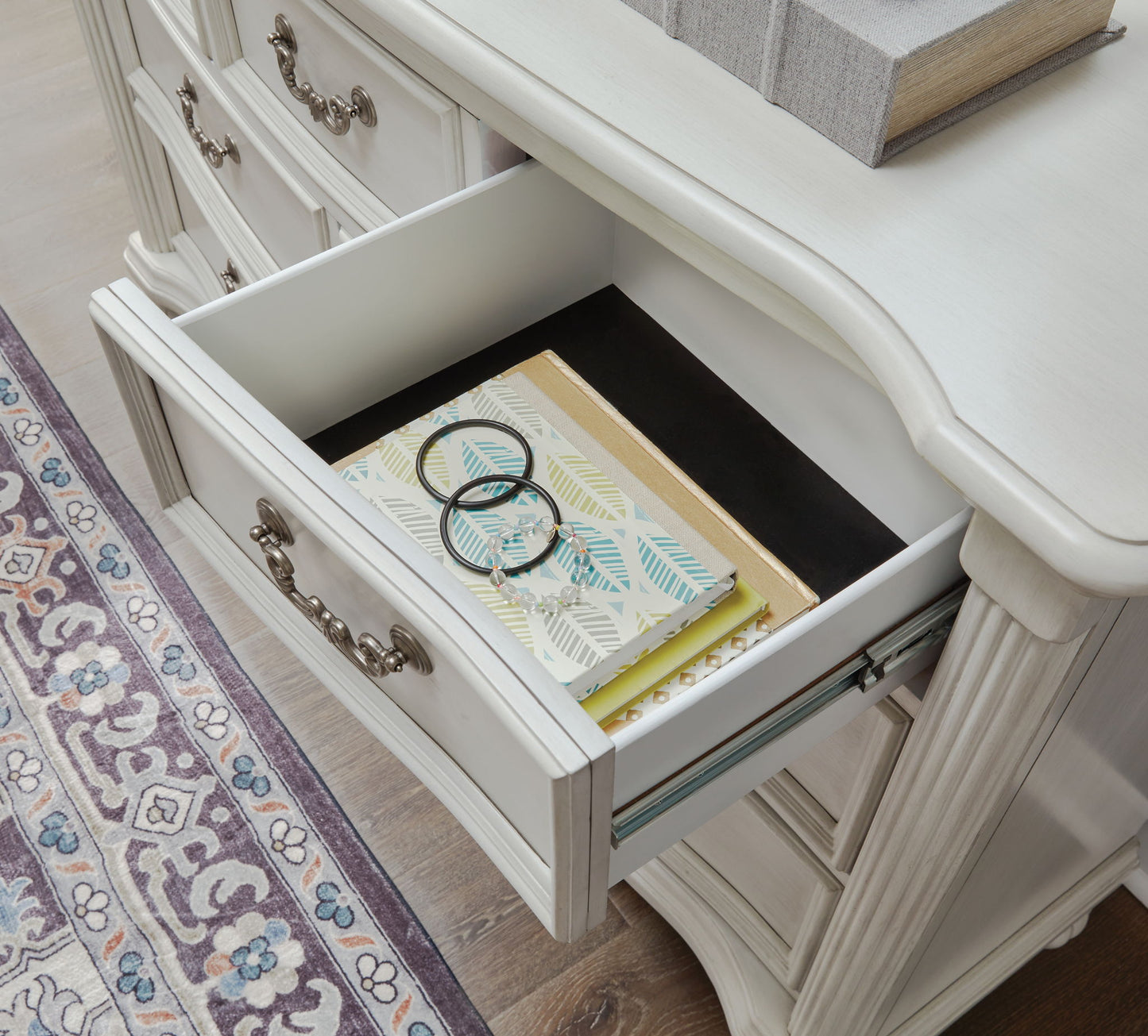 Montelaine - Antique White - Dresser And Mirror - Hornell Furniture Outlet