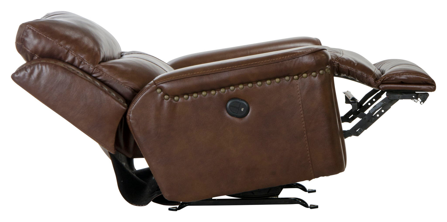 Ceretti - Power Wall Hugger Recliner - Brown Top Grain Italian Leather Match - Hornell Furniture Outlet