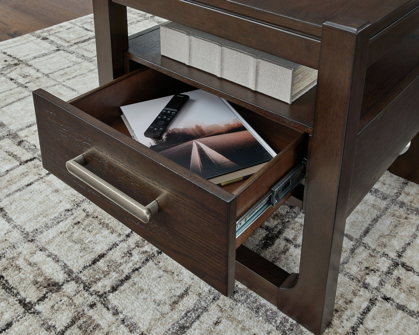 Breckington - Dark Brown - Square End Table - Hornell Furniture Outlet
