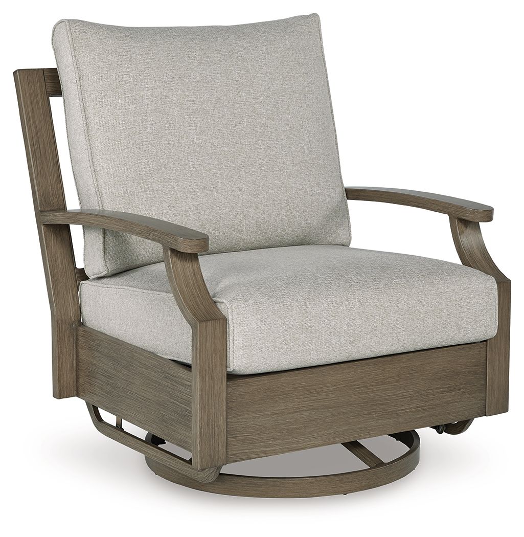 Rainier Ranch - Brown / Beige - Swivel Glider Chair With Cushion - Hornell Furniture Outlet