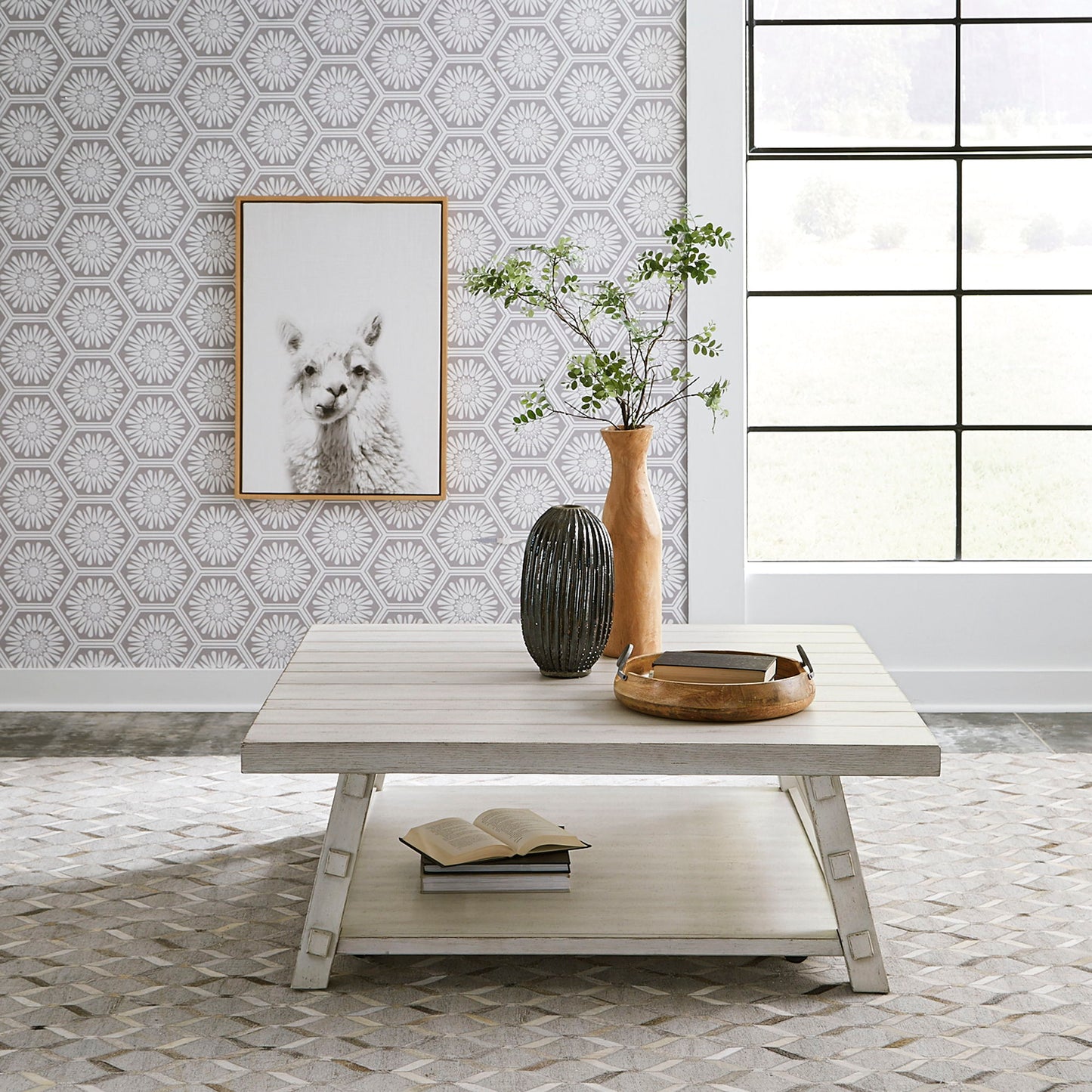 Modern Farmhouse - Oversized Square Cocktail Table - Hornell Furniture Outlet